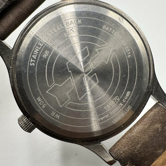 Timex Expedition Watch Men Silver Tone Indiglo Dial Leather Band T49870 Working - Picture 5 of 12